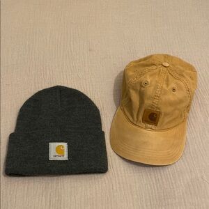 Carhartt Charcoal Beanie and Mustard Cap Duo. Set